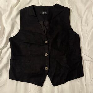 Fab'rik Women's Elegant Black Buttoned Vest